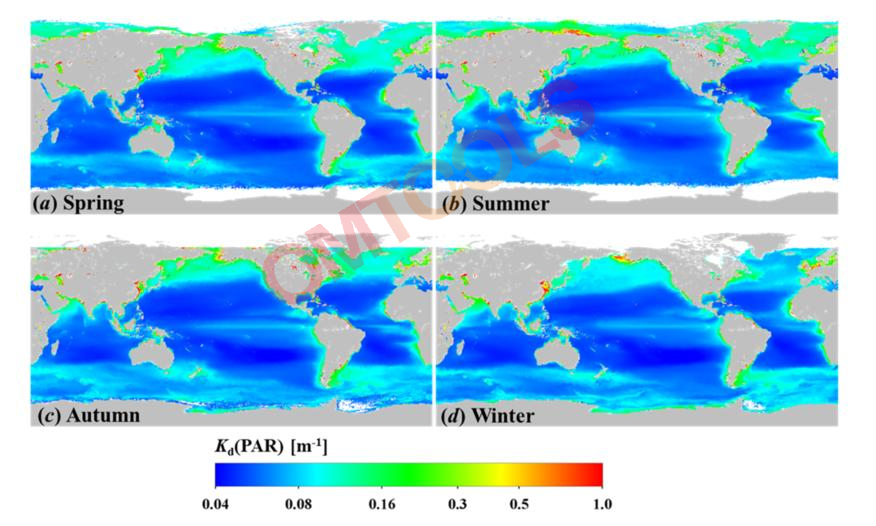 MODIS Kd ( PAR )气候学数据的全球分布